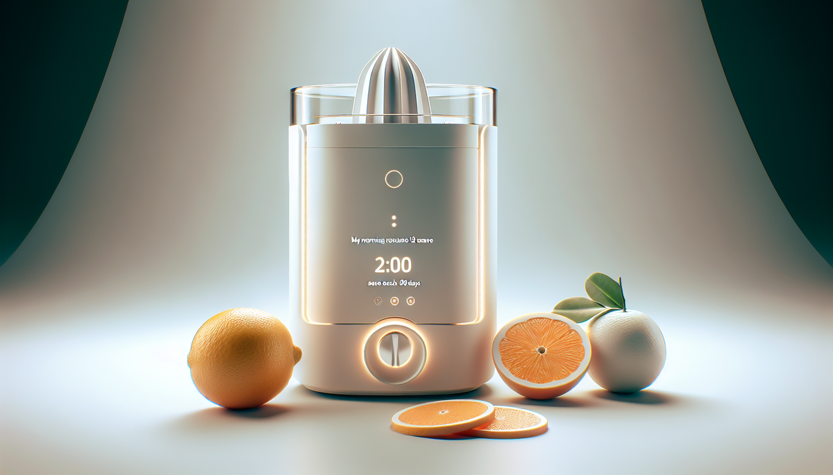 Ma routine du matin avec un presse-agrumes électrique : 12 minutes gagnées chaque jour en 30 jours